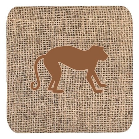 Carolines Treasures Carolines Treasures BB1128-BL-BN-FC Monkey Burlap and Brown Foam Coasters; Set - 4 BB1128-BL-BN-FC